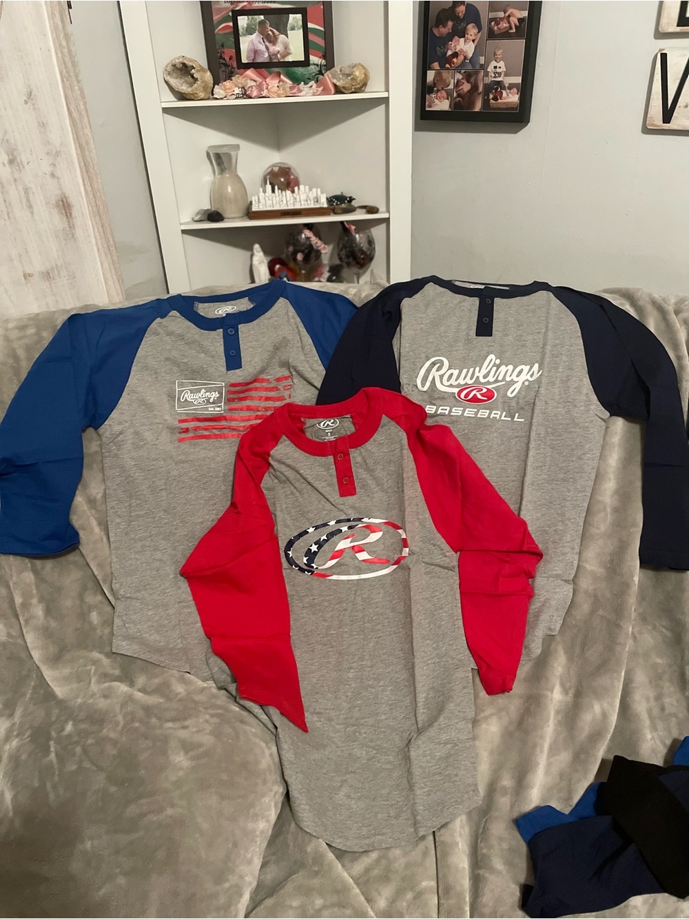 Set of 3 Rawlings Gray Baseball Henley